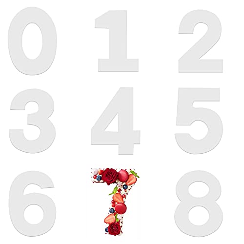 Juego de 9 Moldes de Números para Tartas, 0 a 8 Números Molde, Molde para Tartas con Número, Molde De Números Grandes Pasteles. para Hacer Tartas de Bricolaje Boda Cumpleaños Aniversario, 10 pulgadas