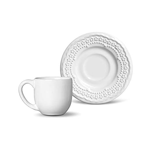 Porto Brasil Conjunto com 6 Xícaras de Café com Pires Madeleine Branco 72ml