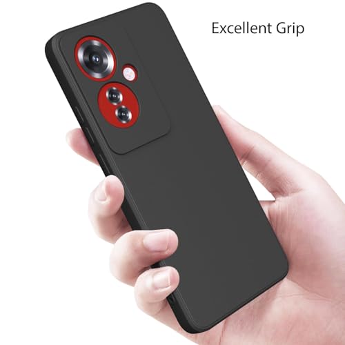 Image of BlazeTech for [ Oppo F25 Pro 5G ] Liquid Silicone Back Case Cover Flexible |Inner Lining| with Camera Protection Back Cover for [ Oppo F25 Pro 5G ] - Black