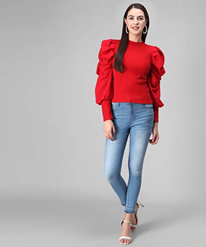Image of FUNDAY FASHION Women's Cotton Full Sleevs Flurred Regular Fit Top