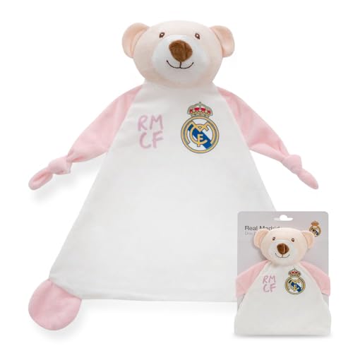 Interbaby - Dou Dou para Bebés Oso Real Madrid – Manta de Apego Suave con Peluche – Producto Oficial del Real Madrid CF – Ideal para Recién Nacidos y Niños Pequeños Futuros Madridistas