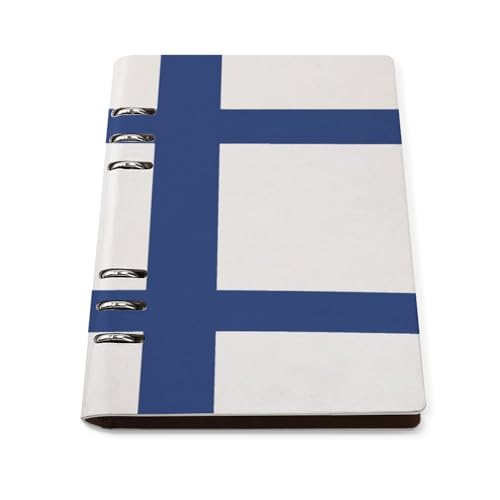 SDEGTHO Carnet de notes A5 avec drapeau finlandais - Rechargeable - En cuir - Pour agenda quotidien - Notes d'affaires