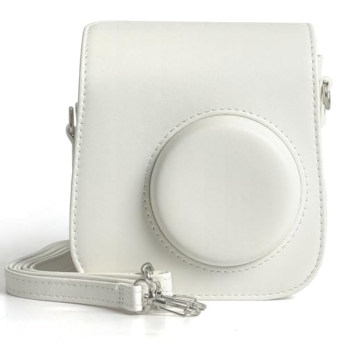 Funda para cámara Instax Mini SE 7+ 7 Plus, cuero PU blanca