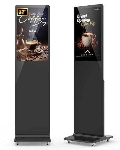 Image of MWE 32 Inch Digital Signage Display, 2K LCD Screen Indoor Floor Standing Digital Kiosk, Auto Media Player Advertising Display Poster with Android OS Remote Control, HDMI /WiFi /USB