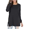 levaca Women’s Fall Long Sleeve Side Split Loose Casual Pullover Tunic Tops