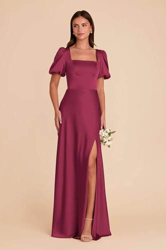 Satin Long Bridesmaid Dresses 2025 for Women Square Neck Wedding Guest Dress TN3332