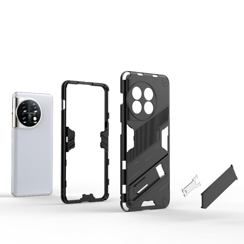 Image of SPL Punk Armor Bumper Back Case Cover for OnePlus 11 5G | Holder & Kickstand in-Built | 360 Degree Protection Back Case Cover (PC & TPU, Black)