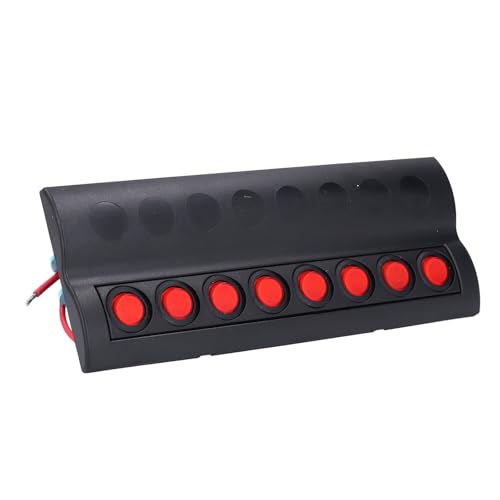 Domary 8 Gang Marine Electrical Switch Panel Pre Wiring with Overload Protector, Suitable for Boat Ships Yachts RC, Made of ABS Material Waterproof IP65