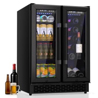 Zeytri Wine and Beverage Refrigerator Cooler Dual Zone with Glass Door