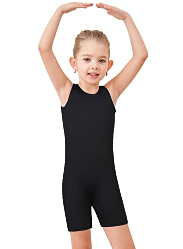 Eqsjiu Children Gymnastics Leotard With Shorts Black Pure Biketards For Girls Gymnastics 8-9 Years #TOP1