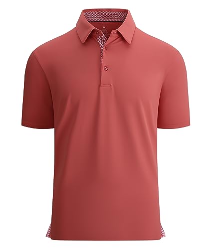 Alex Vando Mens Golf Shirt Moisture Wicking Quick-Dry Solid Short Sleeve Polo Shirts for Men