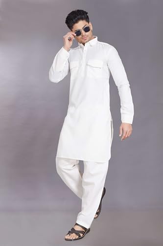 Image of DIVISIVE Men's Cotton Blend Pathani Kurta Pyjama Set