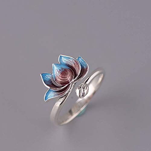 Fashion burnt blue opening S925 anneau élégant et bague ouverte réglable femme