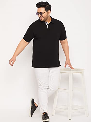 Image of Club York Men Cotton Blend Half Sleeve Polo Neck Solid Plus Size T-Shirt