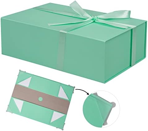 2 Packs Small and Large White Magnetic Gift Box, 26.5x19x9cm and 31x21.6x10.7cm Luxury Present Box with Lid, Cardboard Box for Birthday, Cake, Christmas, Party, Cloth, Gift Packaging