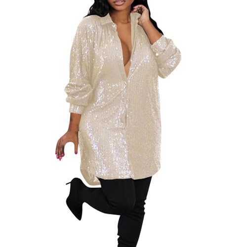Robe chemise rose à paillettes tendance | Coupe ample unie style décontracté