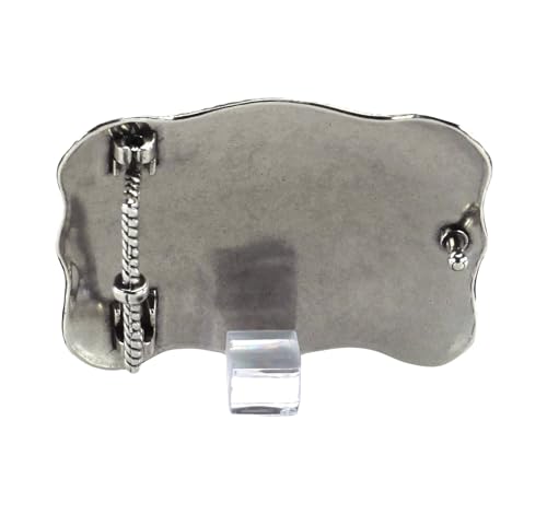 ARIAT Scalloped Logo Buckle with Twisted Rope Edge, Floral Scrolls, Filigree Detailing, 3 ¾" x 2 ¾"