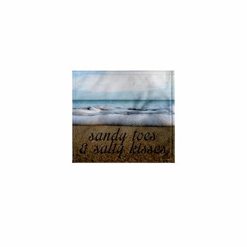 3dRose 11x12 Wash Cloth for Face and Body - Sandy Toes and Salty Kisses Ocean Background Anne Collections Quotes