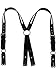 Boston Leather Leather Reflective Button End Fireman Work Suspenders, Black