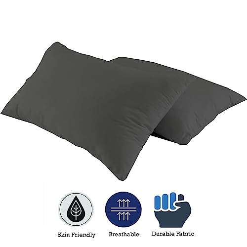 Image of Microfiber Pillow Set of 2 for Sleeping - 16x24 Inches, Dark Grey