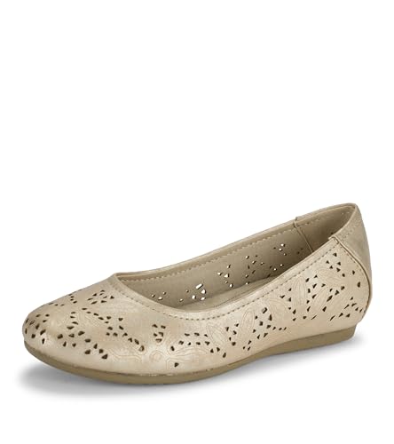 BareTraps Womens Mariah Faux Leather Slip On Ballet Flats Gold 9.5 Wide (C,D,W)