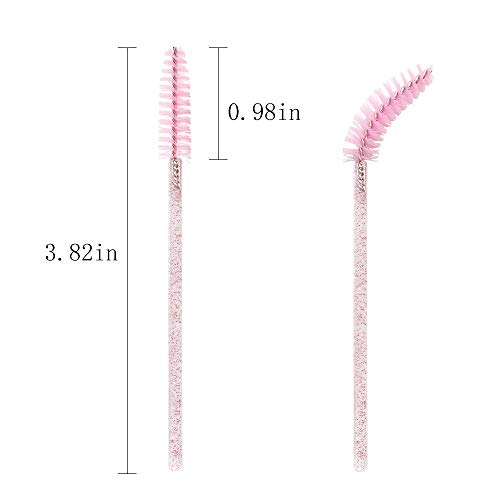Foto von Rofitbest Einweg-Kristall-Augenpinsel, Pinsel Mascara Zauberstäbe, Wimpernmascara-Bürsten, Augenwimpern-Applikator-Pinsel (50 PCS, Rosa)