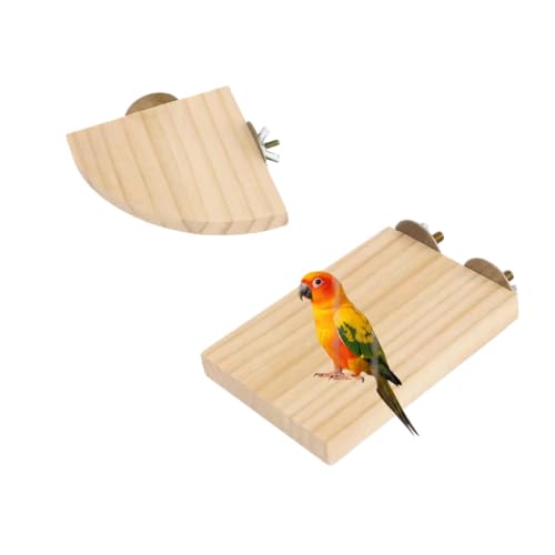 2 Pcs Plataforma de Madera para Pájaros,1,2 x 10,9 x 13 x 1,5cm