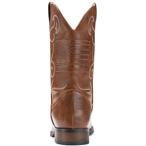 Image of IUV Cowboy Boots For Men Western Boot Classic American Flag Embroidered Square Toe Mid-Calf Boots