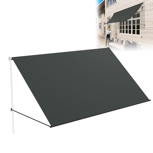 LZQ Markise Balkonmarkise 400x143cm, Beschattung mit UV-Schutz, Schattenspender Fenster 180g/m² Polyestergewebe, Balkonmarkise Aluminiumrahmen,...