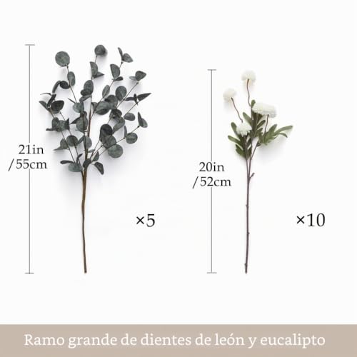 Ramos de crisantemos de seda y eucalipto para dar vida a centros de mesa de boda 4