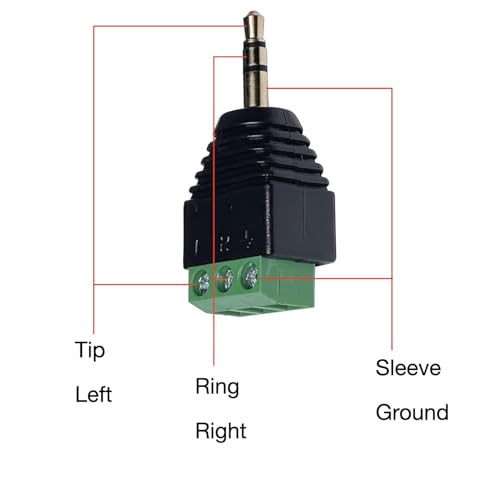Adaptador Jack 3.5mm macho a terminal de tornillo, 4 unidades miniatura 3