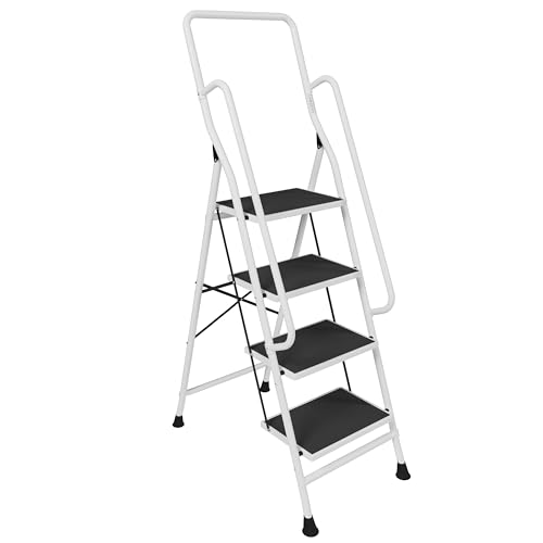 Home Vida Scala a 4 Gradini con Corrimano di Sicurezza Pieghevole di Sicurezza Antiscivolo Matt Safe...
