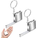 Quelay Mini Measuring Tape Metal Keychain Tape Measure up to 47.24 Inches Small Retractable Measure Keychain(2 Pcs,Silver)