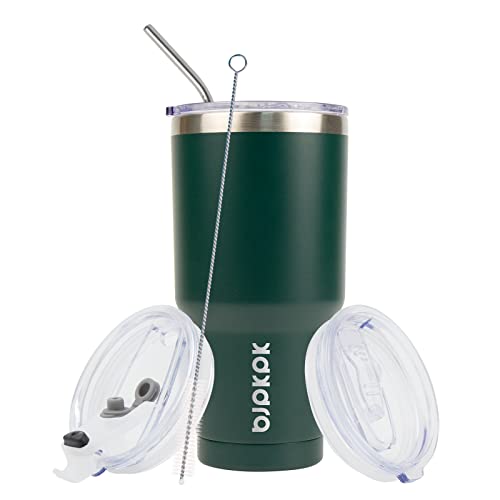 Image of BJPKPK 30 oz Tumbler with Lid and Straw, Insulated Stainless Steel Cup | Double Wall Vacuum, BPA Free, Leak Proof, Keeps Hot /Cold, Travel & Beach Ready, Car Holder Fit, Army Green