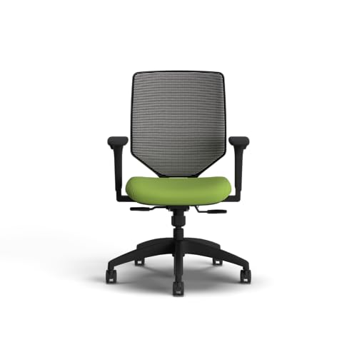 Image of HON Solve Office Chair, Ergonomic Office Chair Mesh Back Support, Adjustable Lumbar Support, Height Adjustable Arms, Black Frame, Pear