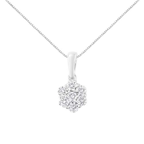 Haus of Brilliance 14KT White Gold 1/2 cttw Diamond Floral Cluster Pendant Necklace (HI, SI2-I1)