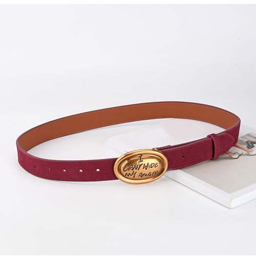 Oval Buckle Sueded Belt For Adult Casual Wear Thin Belt For Dress Pants Eye Catching Waistband Fashion Waist Accessories3