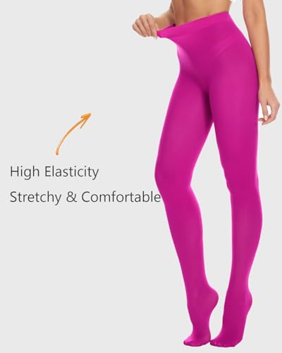 Image of DUCMODA Womens 80 Denier Opaque Tights, Women's Soft Solid Color Footed Pantyhose, High Waist Stocking with 30+ Colors
