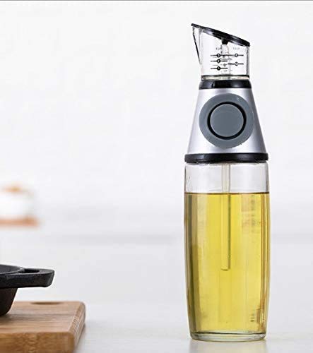 RHome Goods Glass Olive Oil and Vinegar Cruet 2pack with Easy Pour Measuring Lid and Drip-Free Spout, Includes - 250ml and 500ml glass bottle dispensers