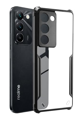 Image of SPAZY CASE Realme C83 5G Back Cover | Transparent Crystal Clear Hard PC Back Case with TPU Bumper, Drop Protection Case Cover for Realme C83 5G