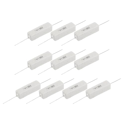 QUARKZMAN Resistor De Cemento Cerámico De 1.5 Ohm, Kit De Resistor De Cemento Bobinado Horizontal De 7W Tolerancia 5% Para Equipos De Energía Placa Divisor (Paquete De 10)