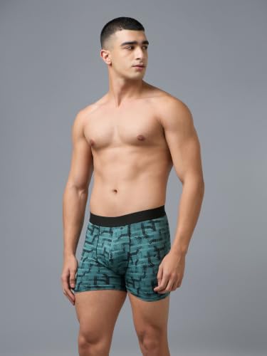 Image of TECHNOSPORT Men's Colorblock Trunks Underwear with ElastoLITE 4 Way Stretch Lightweight Breathable Moisture Wicking Soft Anti Odour Anti Microbial Comfort Fit Boxer Briefs Innerwear for Men