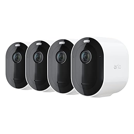 Arlo Pro 4 Caméra de Sécurité WiFi pack de 4, 2k, Vision Nocturne Couleur, Audio Bidirectionnel, batterie, Détection de Movement, Essai gratuit de 90 jours inclus pour le Arlo Secure, Blanche VMC4450P