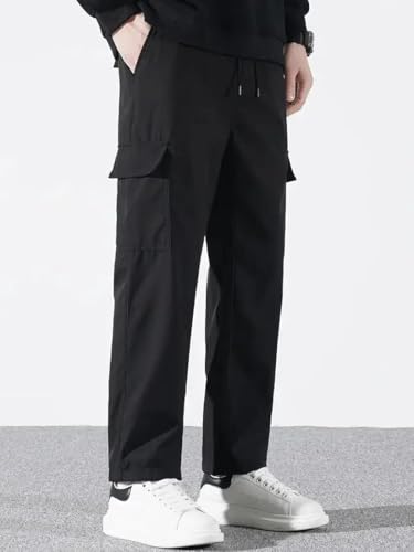Image of Cargo Pants for Men | Cotton Cargo Trousers|Cargo for Men |Cotton Cargo Pant |Drawstring Waist Pant Multi Pocket Utility Wear