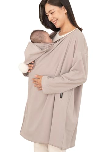 Image of Konny Baby Carrier Winter Cover, Women's Fleece Jacket, Maternity Coat, Nursing Hoodie (Beige, One Size)