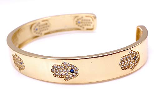 Leslie Boules 18K Gold Plated Hamsa Hand Cuff Bracelet For Women Lucky & Protection Jewelry For Her #TOP4