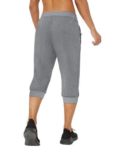 Image of MAGNIVIT Men's 3 /4 Jogger Capri Pants Workout Gym Below Knee Shorts Zipper Pockets