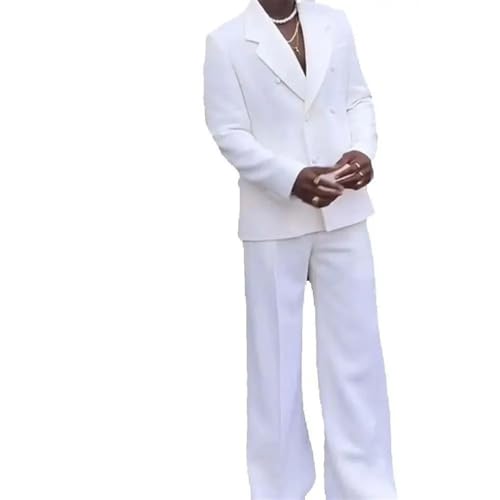 Men's White Double Breasted Suit - Luxury Jacket Pants | Banquet Business Party4