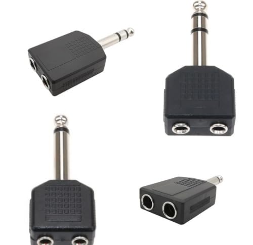 fdealz® [ 4 Pieces ] 1/4" Mono/Stereo Audio Jack Plug Adapter Male to Female 3.5mm / 6.35mm Dual Jack Headphone Microphone Y Splitter Converter ; 6.35MM Stereo to 3.5MM Stereo ; 6.35MM Mono-image-29