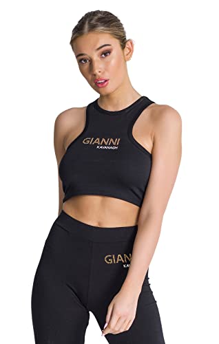 T-Shirt Femme Gianni Kavanagh Top Court Noir en maille extensible respirante ajustée
